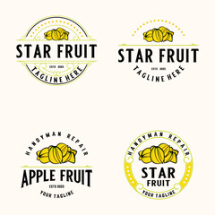 starfruit logo set, starfruit icon. for labels, juice drink icons or stickers