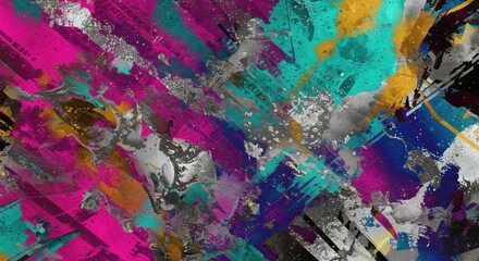 Obraz premium Vibrant abstract graffiti art with bold colors and dynamic brush strokes