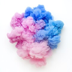 Fototapeta premium Colorful Smoke Cloud Diffusion in Shades of Pink and Blue on a White Background