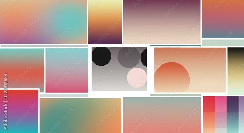 Poster abstract gradient backgrounds with geometric shapes in modern design
