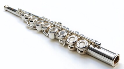 Fototapeta premium Professional Flute Stock Photo: Isolated Musical Instrument on White Background