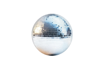 Shiny Disco Ball Reflects Light on Black Background, Nightlife Theme