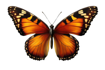 Butterfly Shows Its Orange Wings Gracefully on Black Background with Entomology Theme.