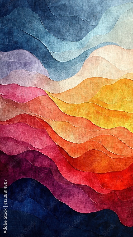 Poster abstract textured multi-layered colorful waves against a solid background. useful for a poster