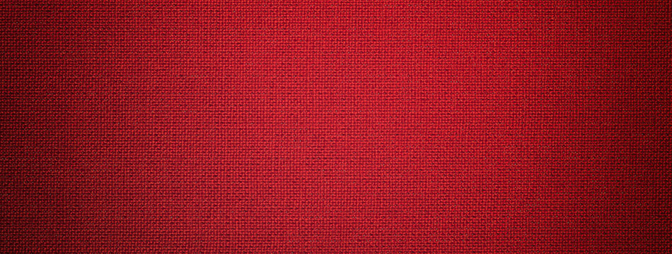 Dark red background from hessian textile material with wicker pattern, and vignette. Structure of wine fabric