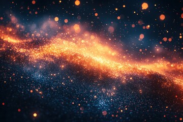 Obraz premium Vibrant cosmic landscape with glowing particles in deep space during a starry scene