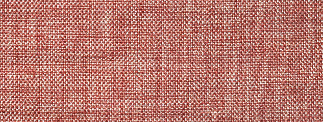 Fototapeta premium Texture dark brown background from woven textile material with wicker pattern, macro. Structure vintage umber fabric