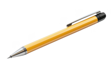 Yellow Pen Lies on a Black Background, Office Supplies Concept.