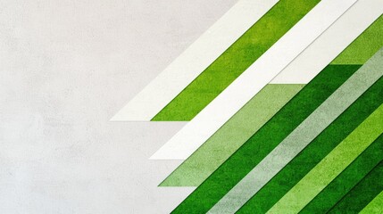 Fototapeta premium Elegant Green Geometric Background with Triangular Shapes in Various Shades of Green and White Tones