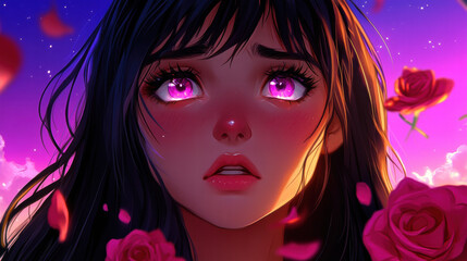 Fototapeta premium sad anime girl 
