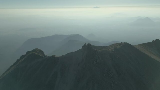Aerial Drone Footage of Climbers Ascending La Malinche Volcano, Mexico - 4K
