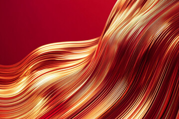 Luxurious Golden Glitter Wave on Vibrant Red Background with Sparkling Particles for Festive, Elegant, and Holiday-Themed Designs
