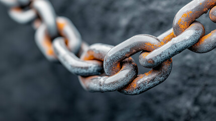 Rusty metal chain close up. Metal chain with rust. Old rusty chain