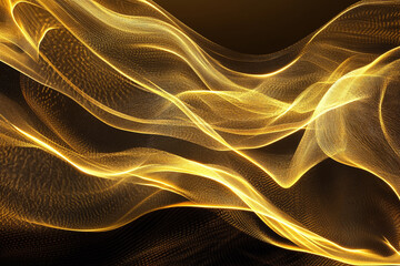 Elegant Black and Gold Abstract Fluid Waves with Shimmering Metallic Texture for Luxury, Modern Glamour, and High-End Design Backgrounds