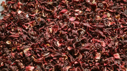 Dried hibiscus petals create a vivid and rich texture, making it perfect for tea, craft, and decoration purposes.