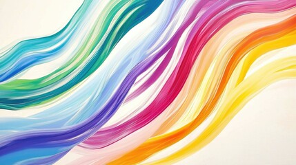 Colorful abstract wavy ribbons, dynamic design, white background, for website banners
