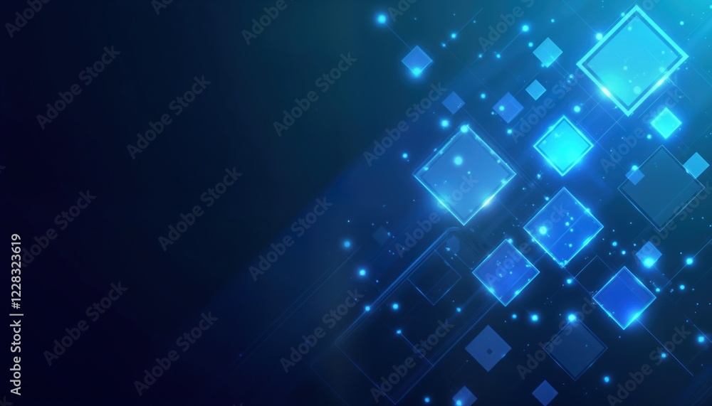 Leinwandbilder abstract vibrant blue background with glowing squares. modern, dynamic design ideal for corporate pr