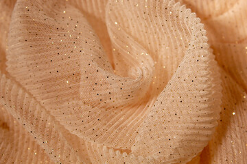Concept with waves pink mesh fabric. Retro fashion aesthetic. Can use as wedding background....