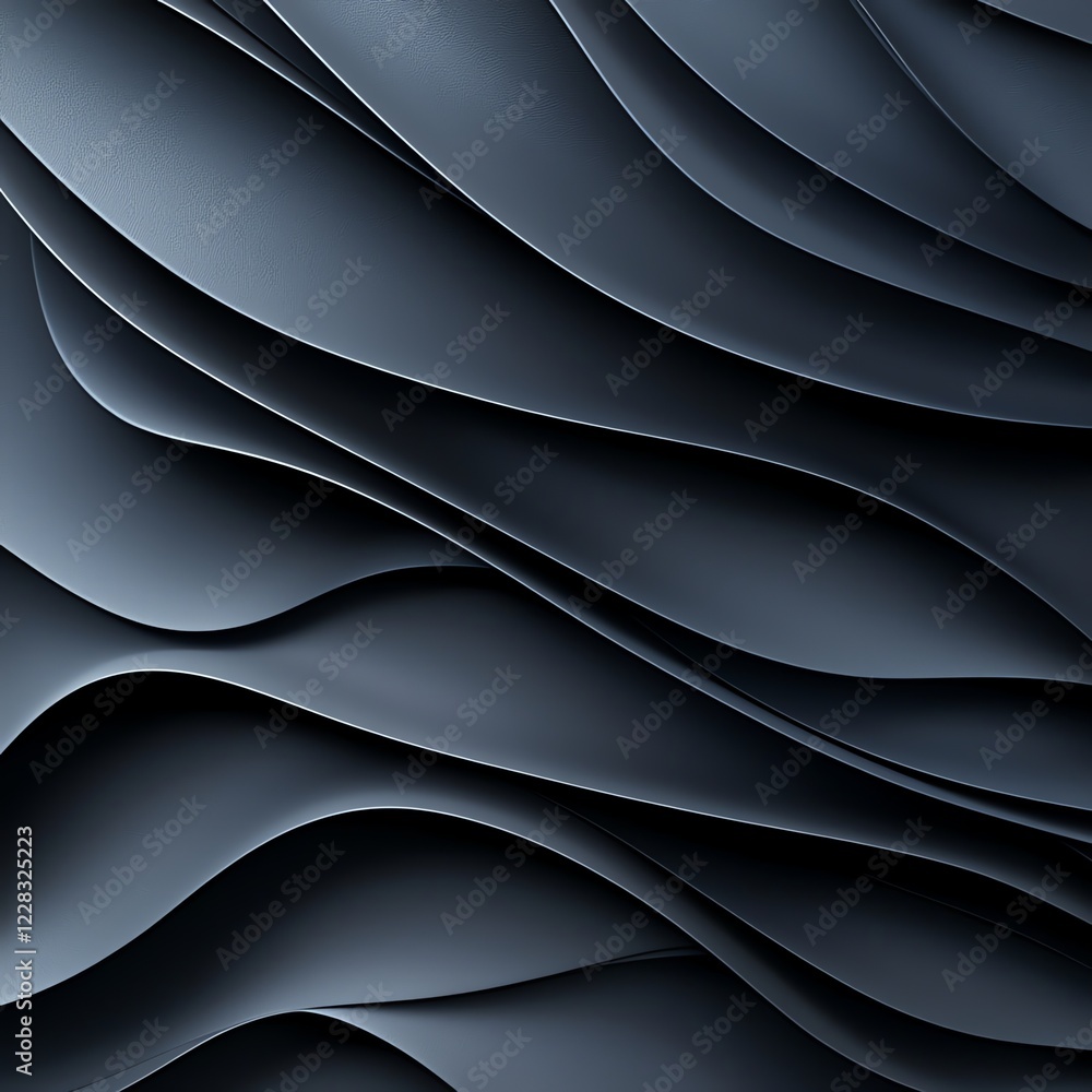 Poster an abstract background showcasing smooth, flowing black waves. this image captures the elegance and 