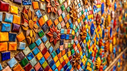 Rough Mosaic Wall Texture - High-Resolution Stock Photo