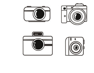 Editable camera vector icon illustration with editable background