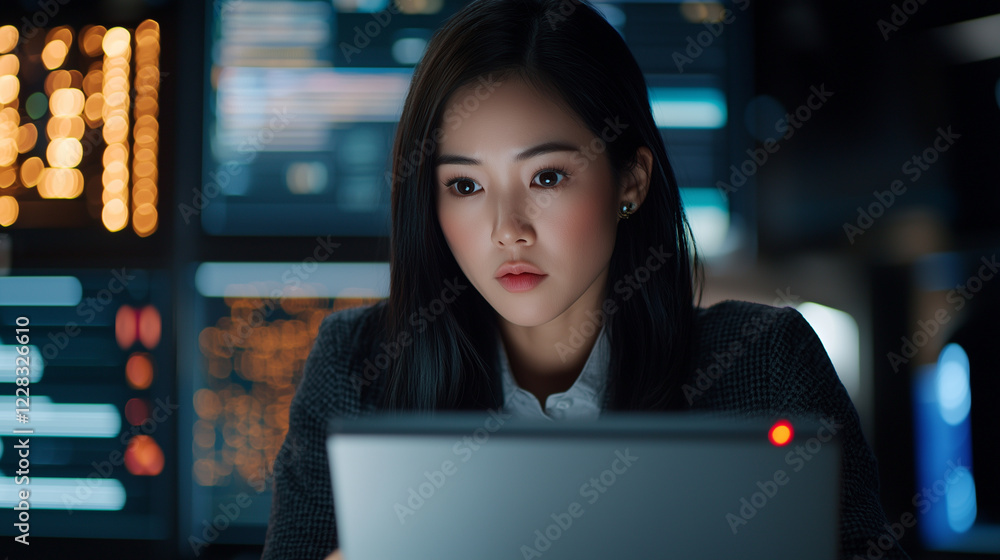 Poster futuristic user interface with dynamic content and chat boards