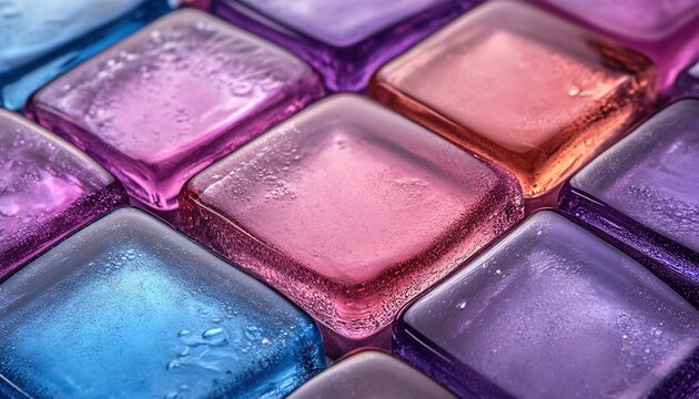 Colorful glass tile surface with a textured, reflective background useful for patterns