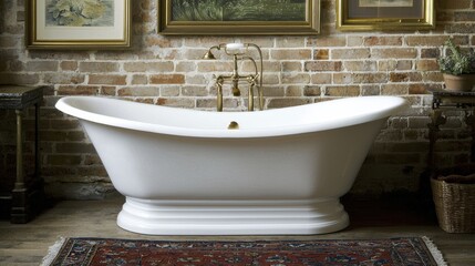 Relaxing bathtub design in cozy bathroom home interior rustic style warm atmosphere aesthetic appeal