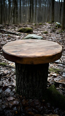 Obraz premium Rustic Wooden Table in Forest Setting