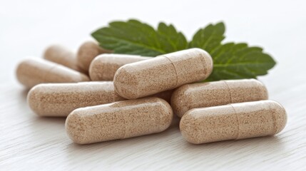 Herbal supplement capsules home kitchen product photography natural light close-up health benefits