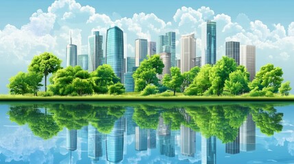 Obraz premium The ESG framework for future cities Sustainability initiatives and green spaces in business Digital city hologram technology