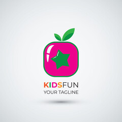 Kids fun icon preschool and children logo design template