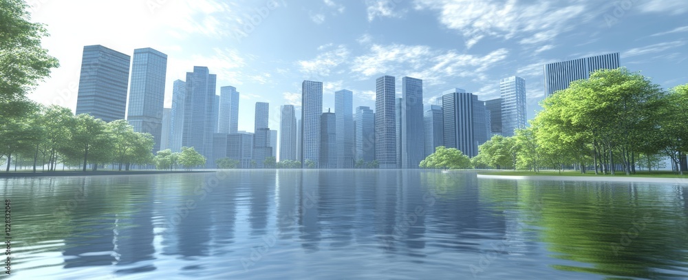 Poster in a futuristic digital city, the metaverse rises as towering structures of data, fueled by technolo