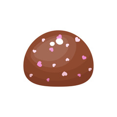 Vector  of round valentine chocolates. Sweet dessert illustration. Valentine's Day Element. Stock isolated clipart on a white background.
