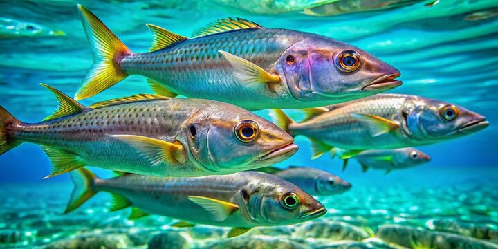 School of Alectis Fish Underwater, Ocean Wildlife, Tropical Fish, Marine Life,  Swimming Fish