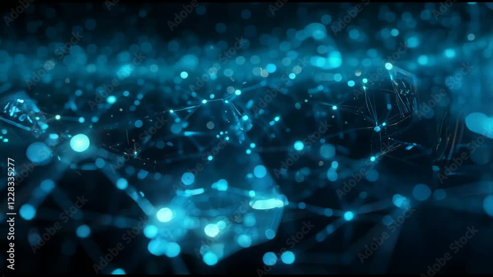 Aufkleber a mesmerizing abstract representation of a blue digital network, featuring glowing particles and int
