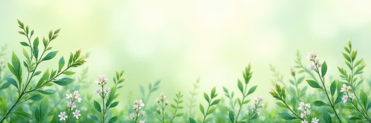 Soft watercolor background, delicate sage, oregano blooms , artistic, nature