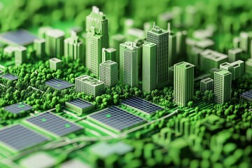 Obraz premium Eco-Friendly Construction: Applying Sustainable Green Building Techniques in Architectural Visualization through Digital Means