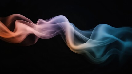 Fototapeta premium Abstract swirls of rainbow smoke against black background for artistic design