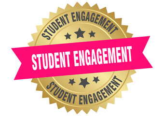 student engagement. student engagement round pink and gold label isolated on transparent background