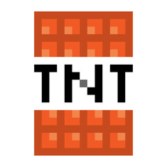 TNT pixel art style icon. Bomb and explosive sign. Vector illustration isolated on white background.
