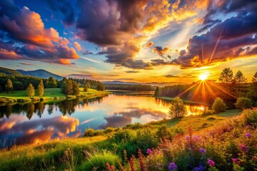 Serene Sunset Landscape: Recovery and Renewal, Anti-Alcoholism Support