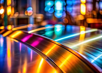 Shiny Curved Iron Plate: Industrial Metal Texture Background