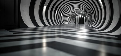 Obraz premium Abstract black white tunnel interior design, architecture, future