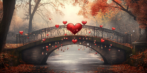 Valentine’s Day Love Locks on a Romantic Bridge