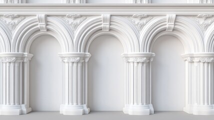 Elegant white archways and columns with ornate details