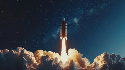 Rocket launch event space photography cosmic environment night view innovation and exploration