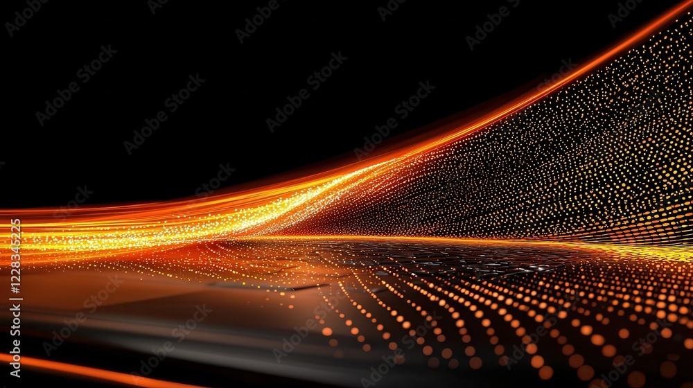 Poster dynamic light trails representing innovation and technology in digital art abstract environment futu