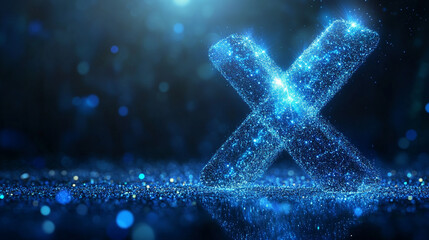 A glowing X made of stars symbolizing exploration and discovery in space minimalistic bright tone modern blurred empty blank caption space on the side

