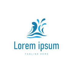 simple design of ocean wave logo with ocean blue color concept illustration symbol icon